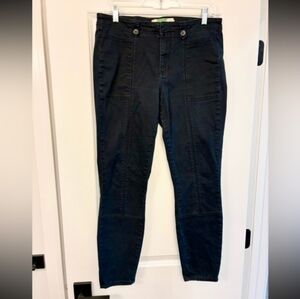 BY ANTHROPOLOGIE Cotton Blend Front Seam Tapered Pants Black Women’s Size 30